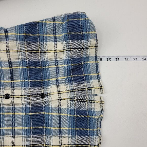 J.Crew mens flannel long sleeve button down shirt plaid blue M 1933 - Picture 7 of 10